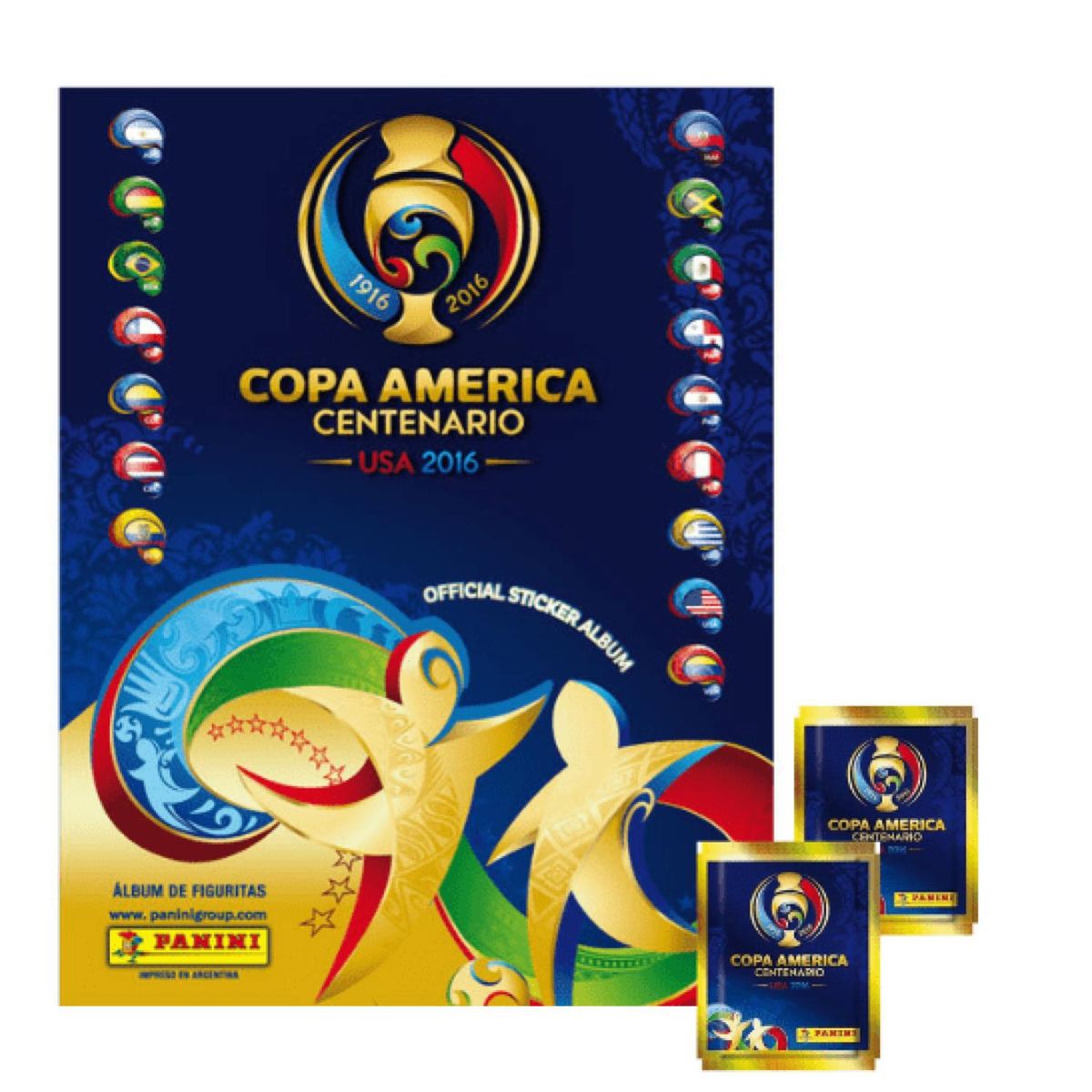 PANINI EDICIONES - COPA AMÉRICA CENTENARIO USA 2016 (INCLUYE 1 ÁLBUM TAPA BLANDA + 100 SOBRES)