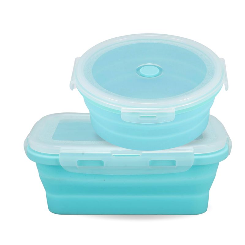 SANTU HOME & DECO - Contenedor Recipiente Tupper Taper Plegable 500 ml Set 2 Uni