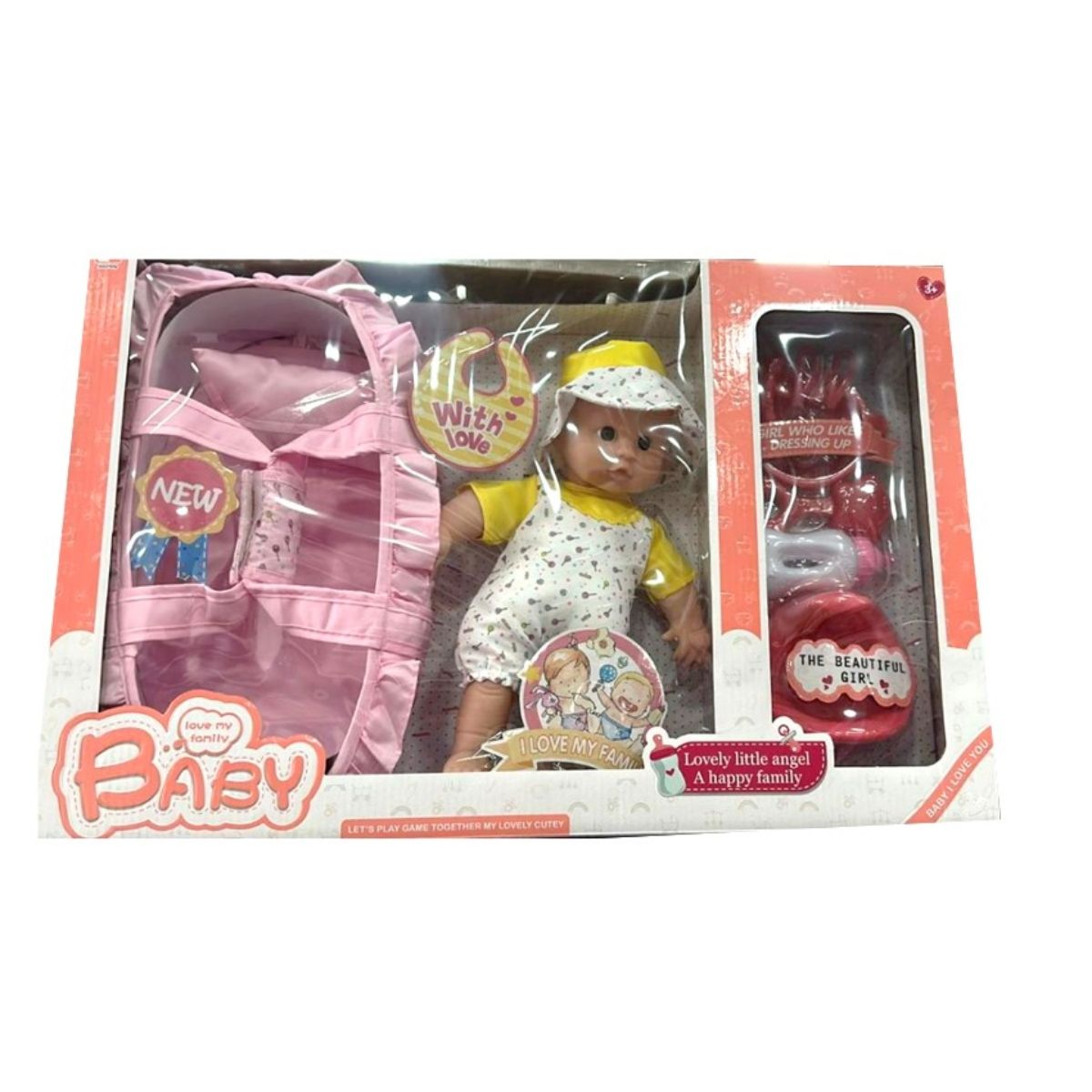 OEM - SET MUÑECO BEBE CON MOISES Y ACCESORIOS