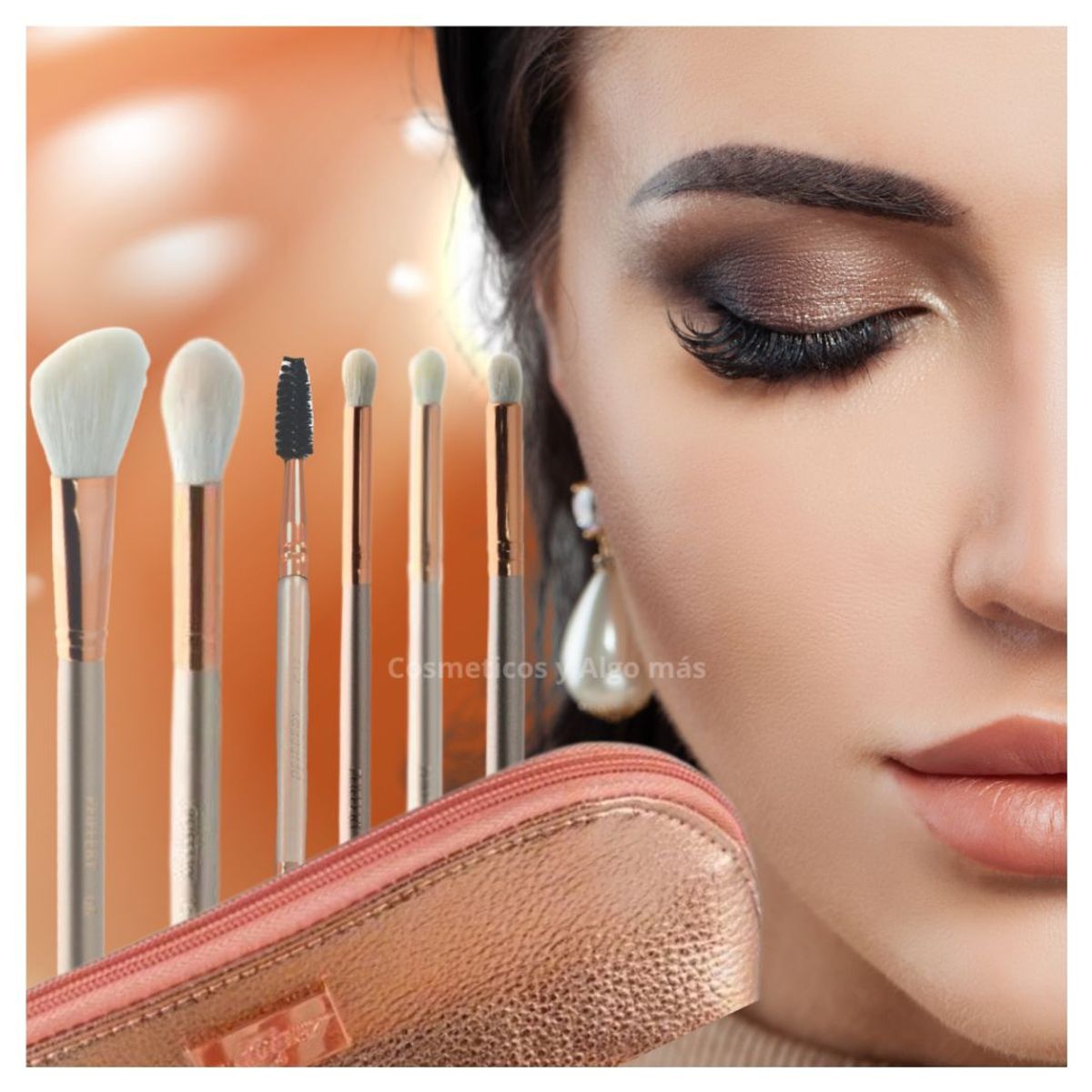 GENERICO - Set de 6 brochas profesionales de maquillaje con estuche