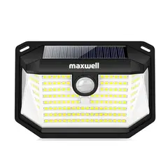 MAXWELL - Foco Solar 178 Led Exterior Unitario + Sensor - Negro - Luz Cálida