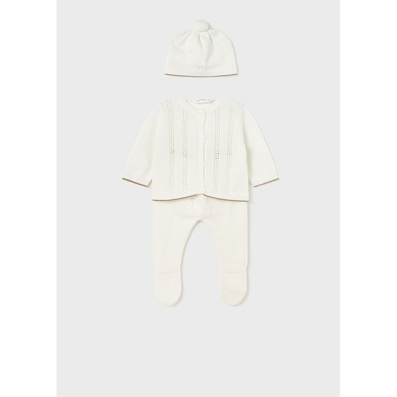 MAYORAL - Conjunto 3 piezas tricot de algodón sostenible para recién nacido