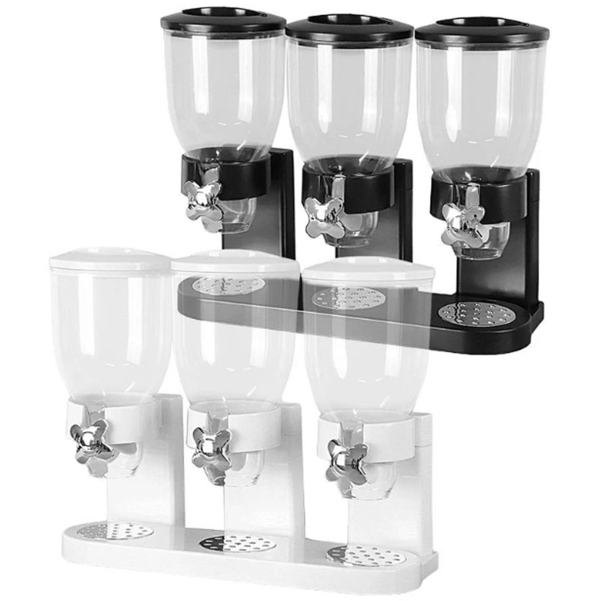 GENERICO - Set De 3 Dispensadores De Cereales, Frutas O Granos Secos Color Blanco