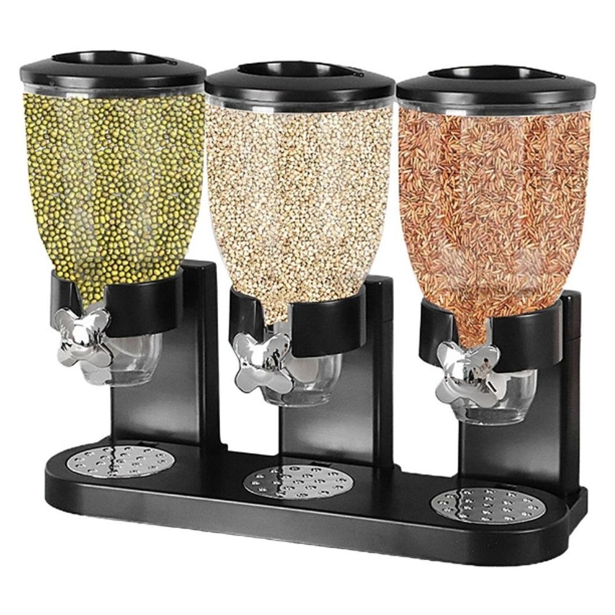 GENERICO - Set De 3 Dispensadores De Cereales, Frutas O Granos Secos Color Negro