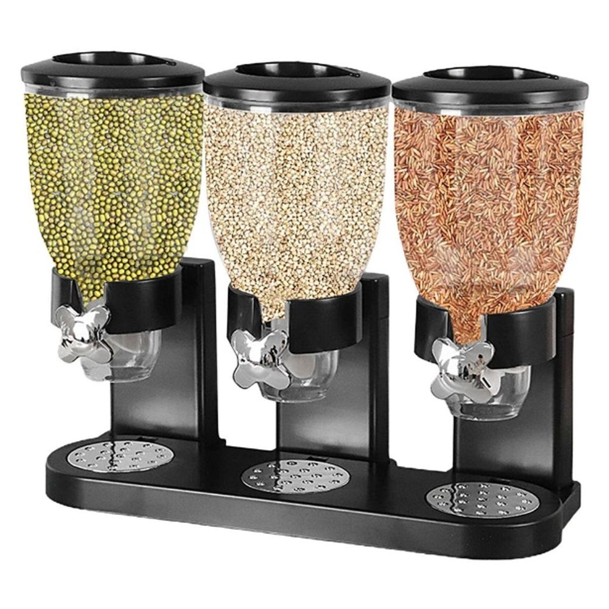 GENERICO - Set De 3 Dispensadores De Cereales, Frutas O Granos Secos Color Negro