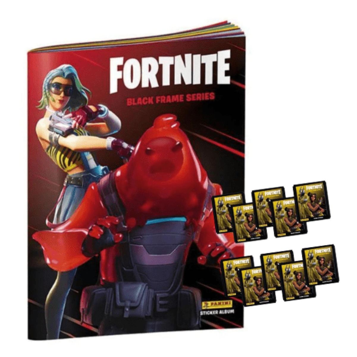 PANINI EDICIONES - FORTNITE BLACK FRAME SERIES (INCLUYE 1 ÁLBUM TAPA BLANDA + 100 SOBRES)