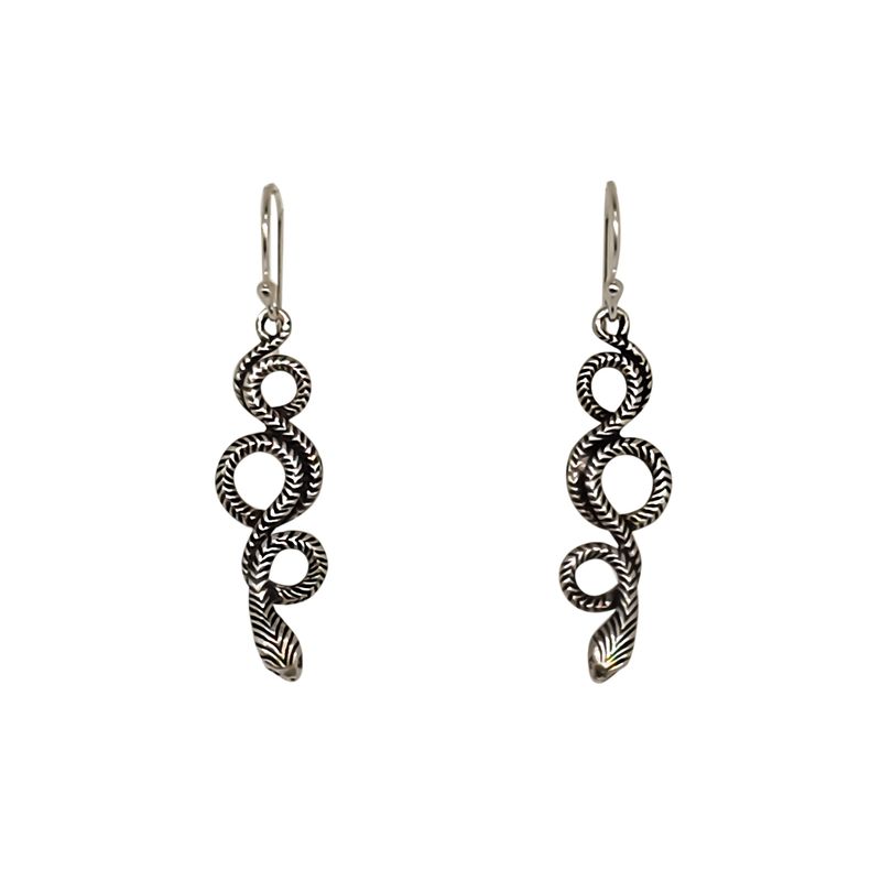 ANDREA COGGIOLA JOYAS - Aros Serpiente Colgante Gancho Plata Fina 925 Envejecida