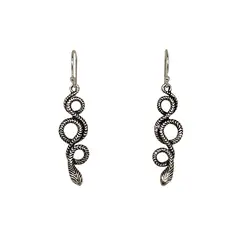 ANDREA COGGIOLA JOYAS - Aros Serpiente Colgante Gancho Plata Fina 925 Envejecida