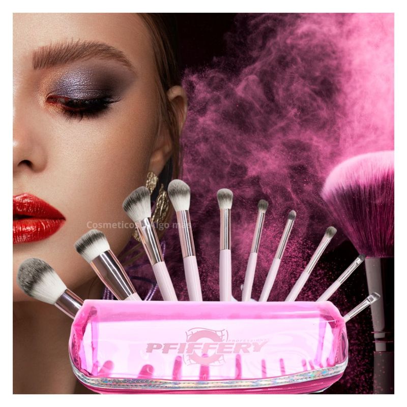 GENERICO - Set de10 brochas profesionales de maquillaje con estuche