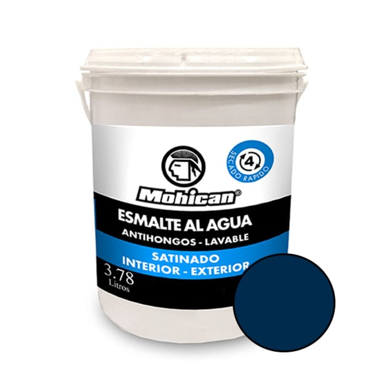 MOHICAN - ESMALTE AL AGUA ANTIHONGOS SATINADO 1 GALON AZUL MERLIN