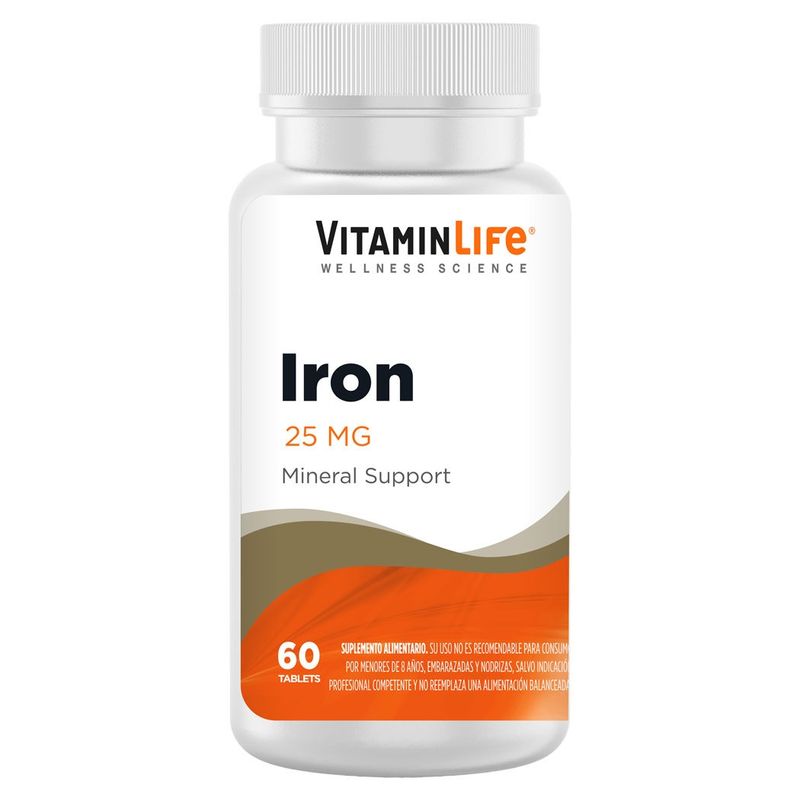 VITAMIN LIFE - IRON 25MG SOPORTE DE MINERALES HIERRO 60TAB VITAMIN LIFE