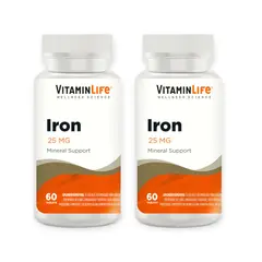 VITAMIN LIFE - PACK 2 IRON 25MG SOPORTE DE MINERALES HIERRO 120TAB
