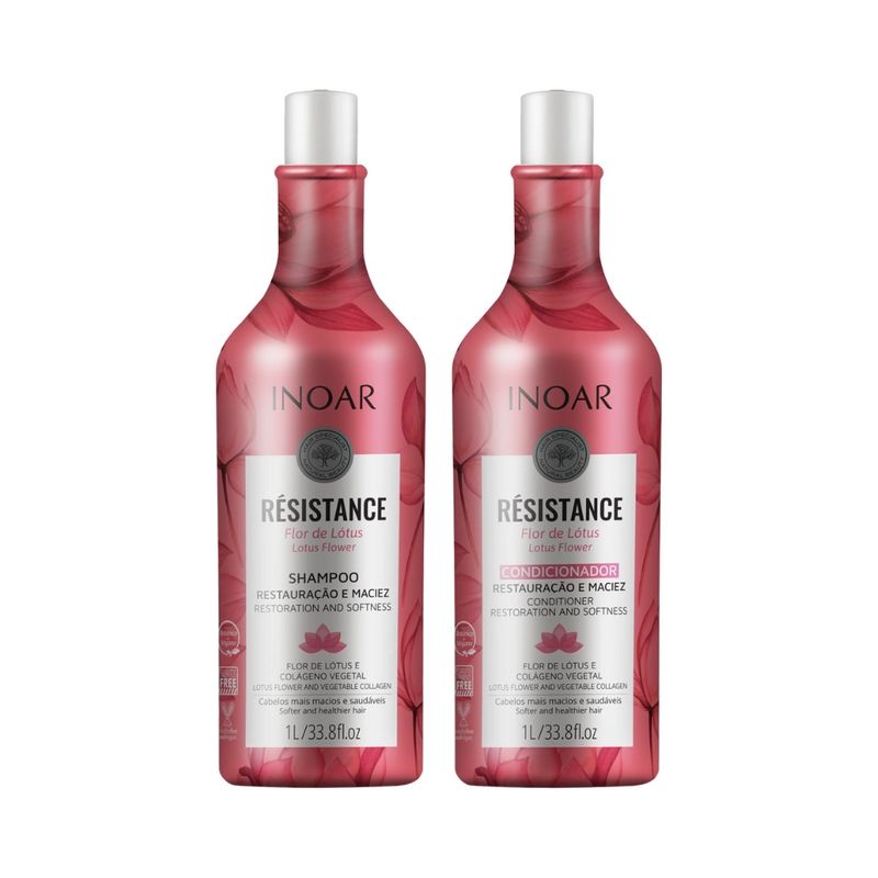 INOAR - Pack INOAR Shampoo + Acondicionador Resistance Flor de Lótus 1 Lt..