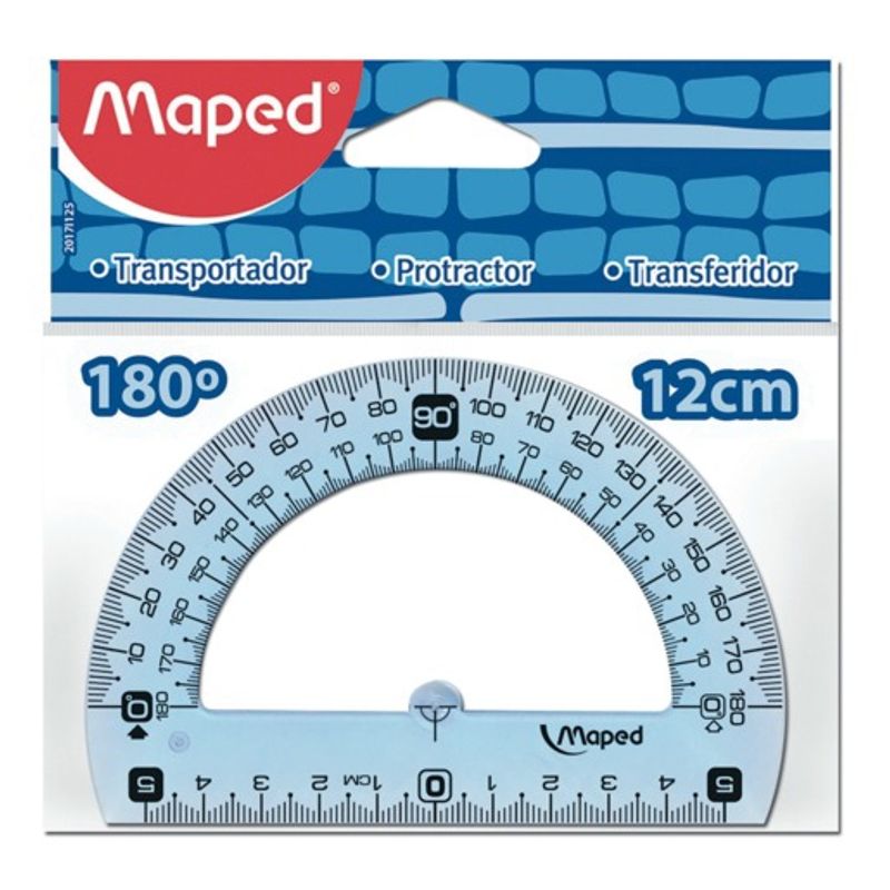 MAPED - Pack 3 Transportador plástico 180° 12cm