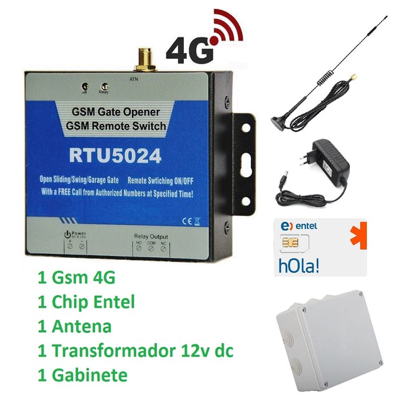 GENERICO - Abre Porton Con Celular Gsm Rtu 5024 4g mas Fuente