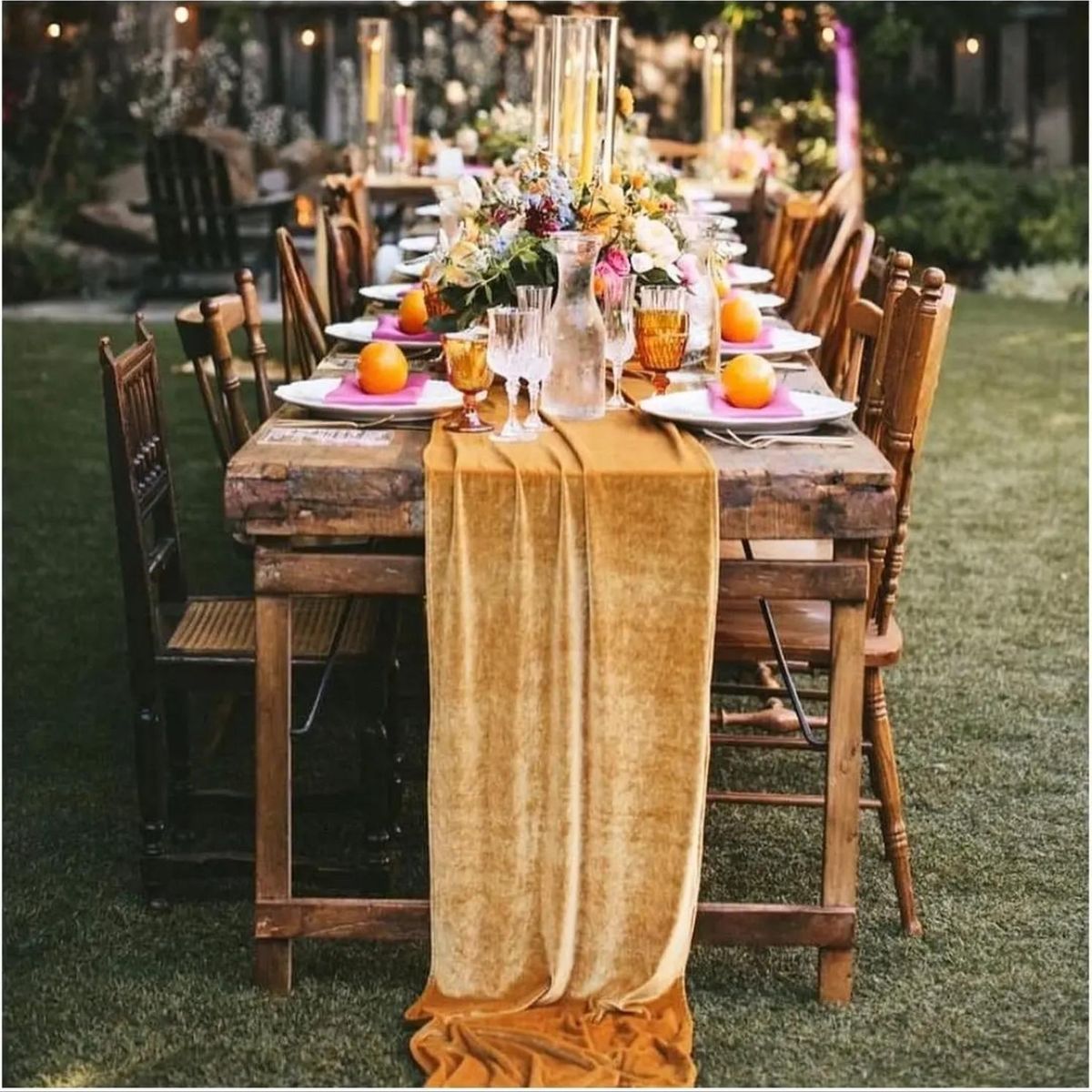 TERRA ESTILO - Camino de Mesa Velvet Dorado Terciopelo