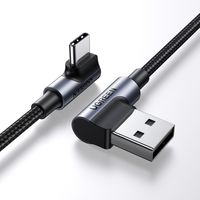 Cable Curvo Usb-A/Usb-C 3a Max Trenzado 2m Negro Us176