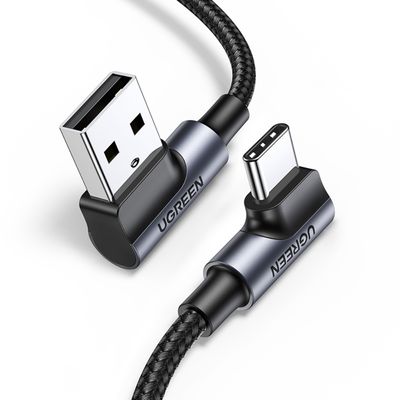 Imagen 2 del producto Cable Curvo Usb-A/Usb-C 3a Max Trenzado 2m Negro Us176