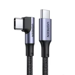 UGREEN - Cable Curvo Usb-C/Usb-C Pd 5a Max Trenzado 3m Negro Us334