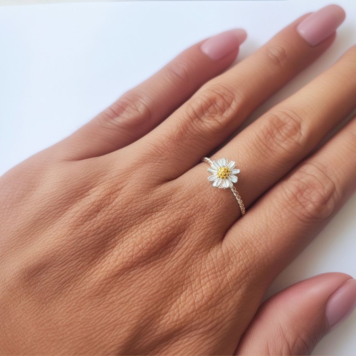 ANDREA COGGIOLA JOYAS - Anillo Girasol Plata Fina 925