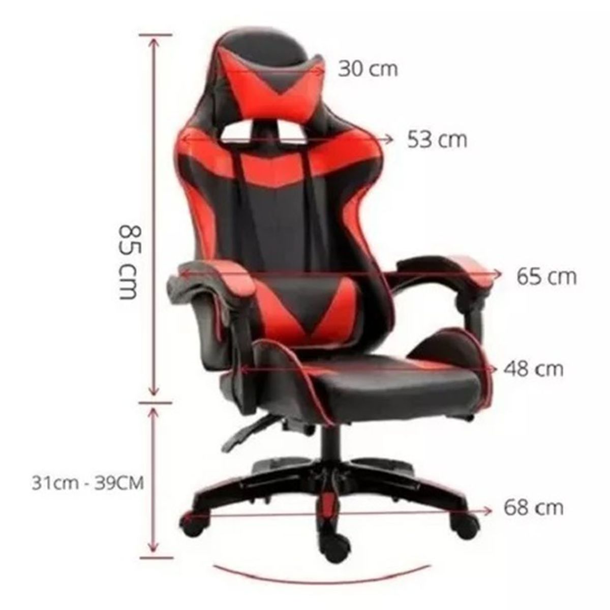 TODODESCUENTO - Silla Gamer Profesional Con Reposapies Y Base De Aluminio- ROJA