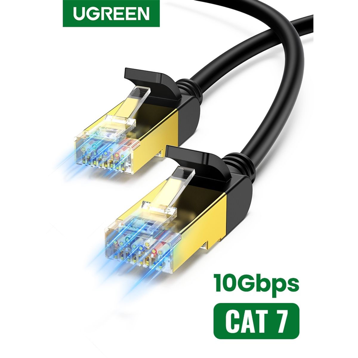 UGREEN - Cable De Red 10m Cat7 F/Ftp (10gbps) Negro Ugreen Nw107