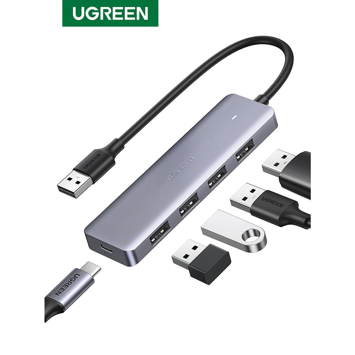 UGREEN - Hub Usb-A / 4 Usb-A 3.0 +(Powerport) Aluminio Ugreen Cm219