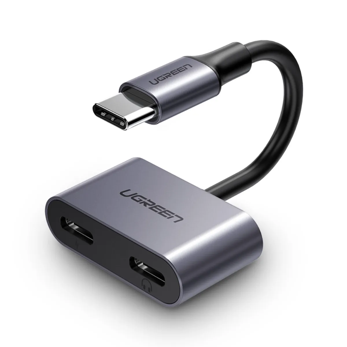 UGREEN - Splitter Usb-C / 2 Usb-C Audio+Carga 3a Max 10cm Grisugreen Cm232