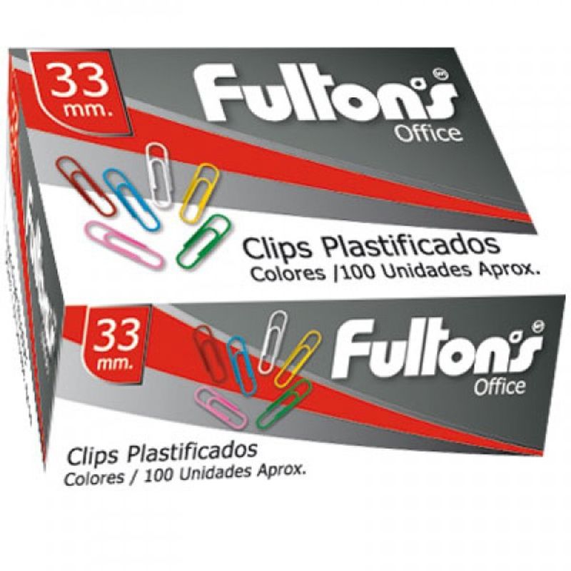 FULTONS - Caja clips colores 33mm, 100 un