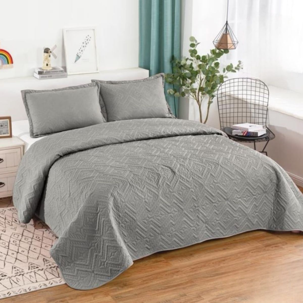 GENERICO - Quilt de Verano King Color Gris