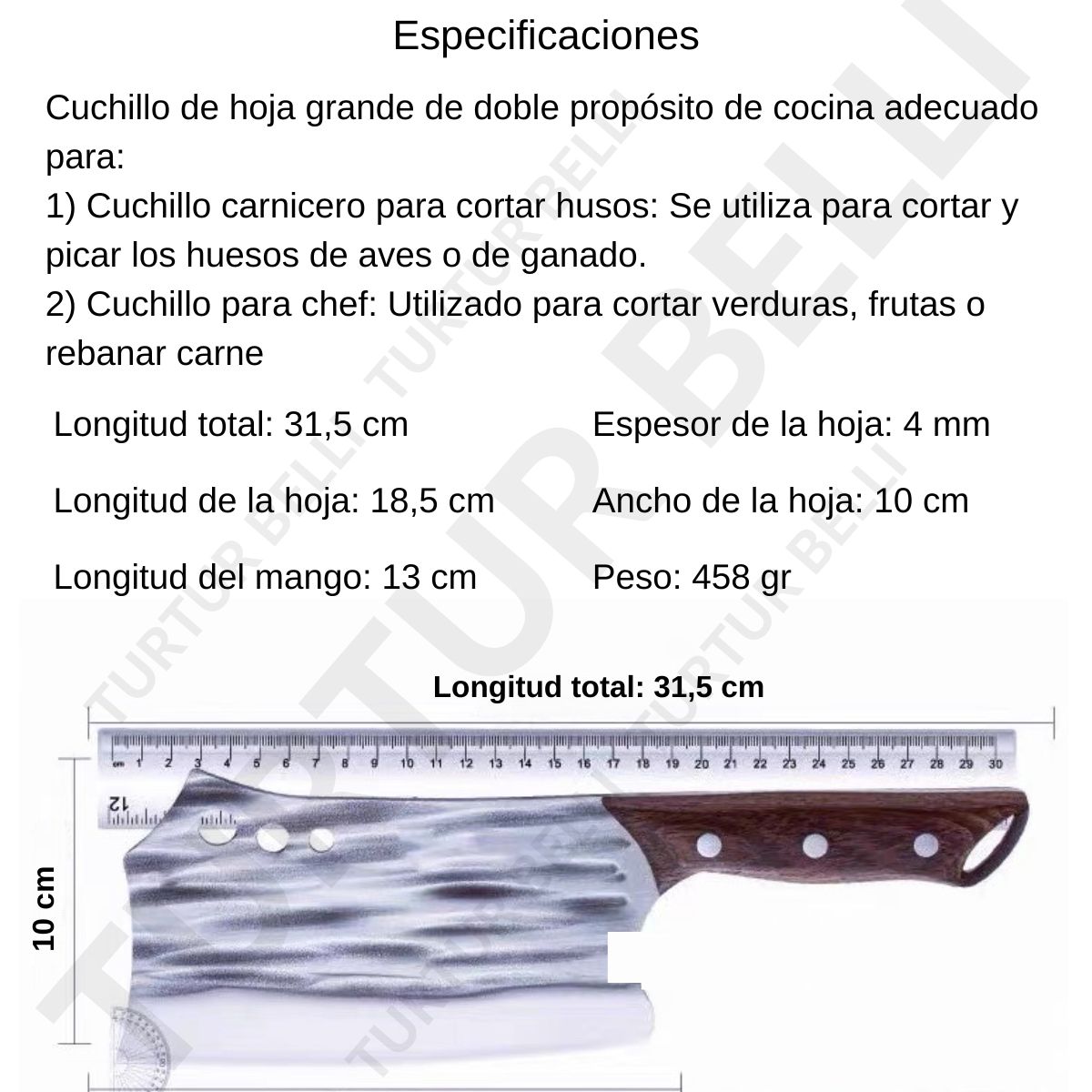 GENERICO - Hacha De Cocina Para Carnicero Forjada A Mano