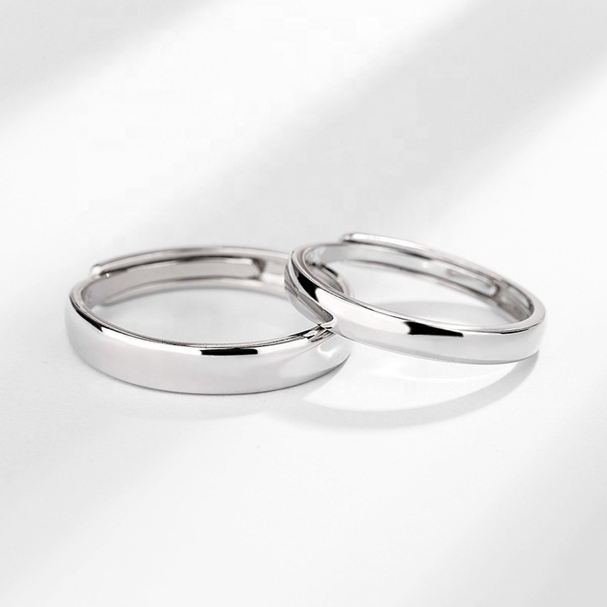 GENERICO - Anillos parejas ajustables amor ilusión plata 925