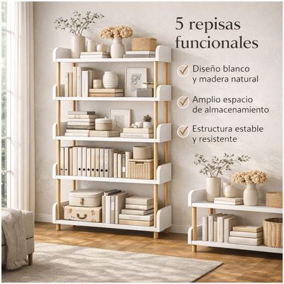 Imagen 2 del producto Librero biblioteca repisa para Living estante SJ002147-W