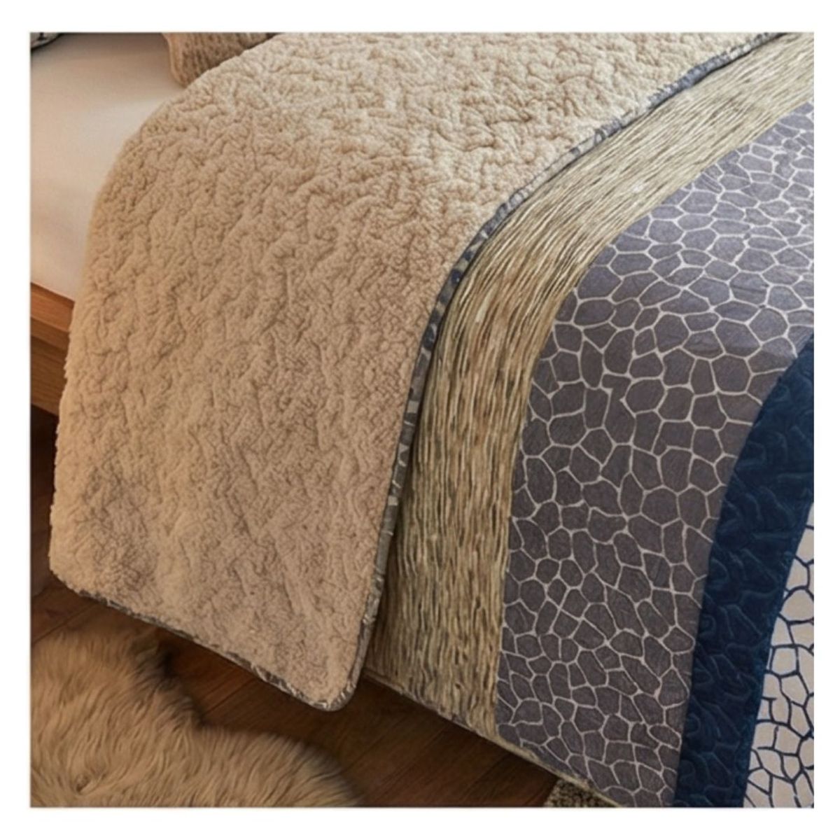 GENERICO - Cubrecama Sherpa 1.5 Plazas - Beige Finlandia M928