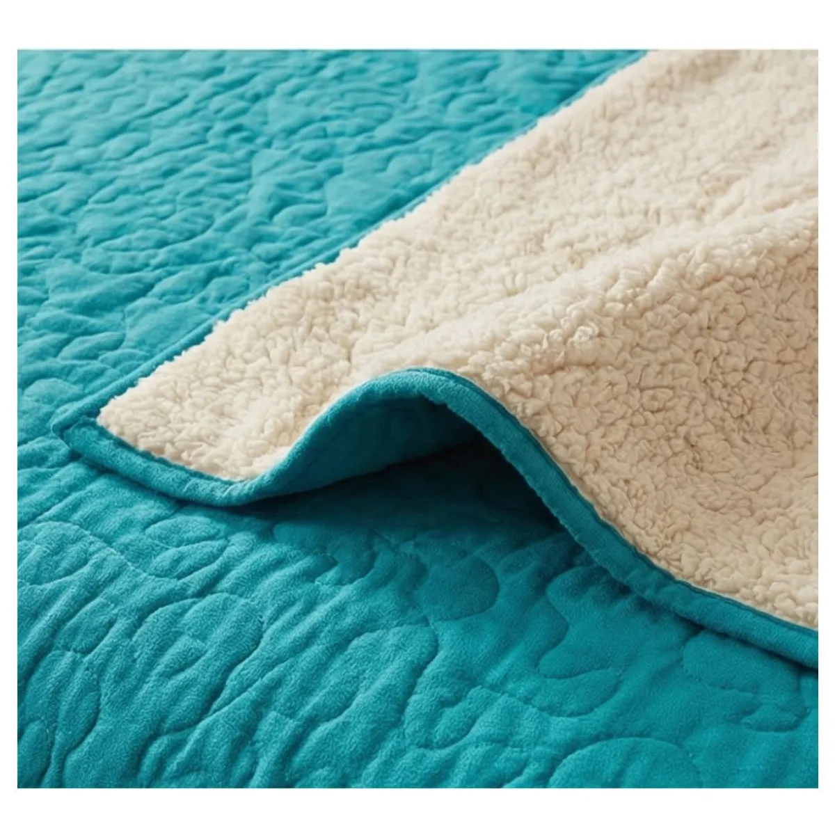 GENERICO - Cubrecama Sherpa 1.5 Plazas - Turquesa M919_.