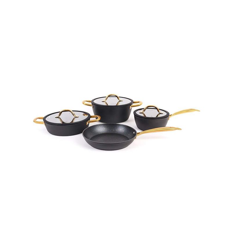 GOLDEN - Bateria Cocina 7 Piezas Aluminio Forjado Golden Series