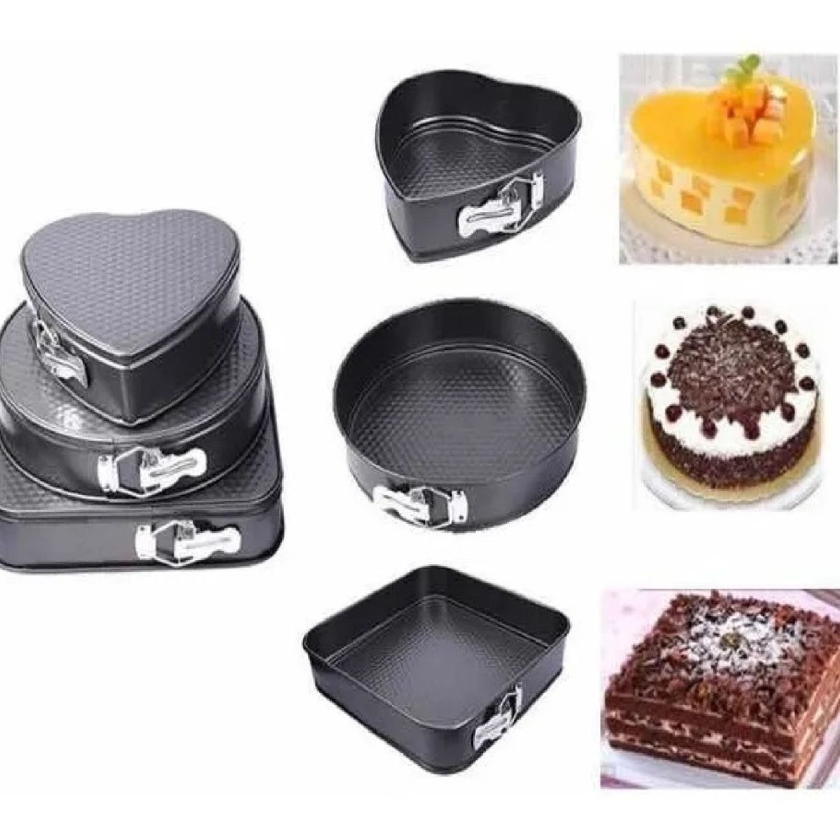 GENERICO - Set 3 Moldes Variados Repostería Queque Torta Antiadherentes