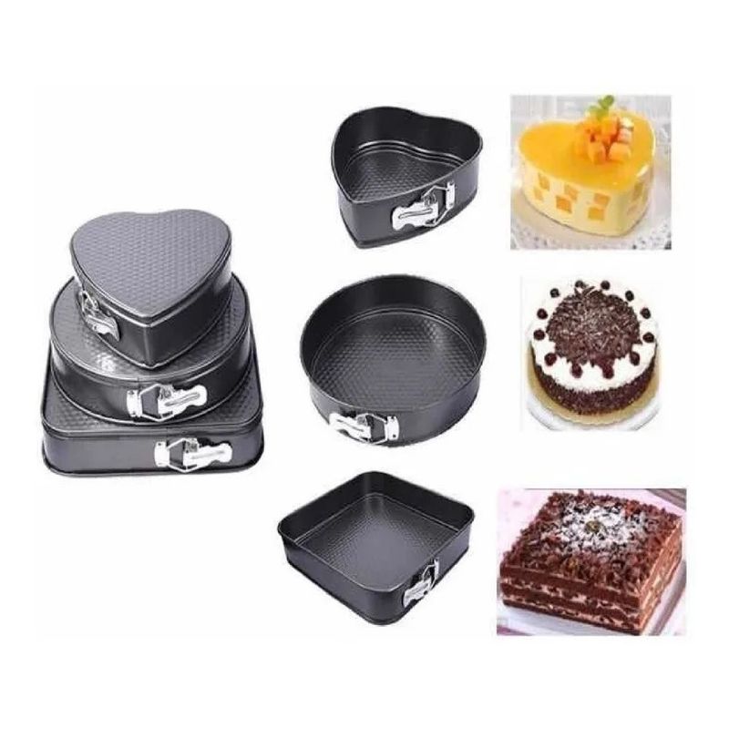 GENERICO - Set 3 Moldes Variados Repostería Queque Torta Antiadherentes
