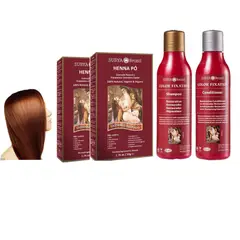 SURYA BRASIL - Henna en Polvo castaño dorado x2 y tratamiento fijación color.