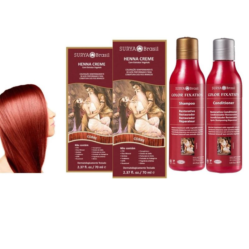 SURYA BRASIL - Henna crema cobre y tratamiento Fijación Color.