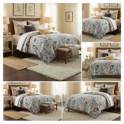 Imagen 2 del producto Cubrecama Sherpa 1.5 Plazas - Gris Claro Hojas M911