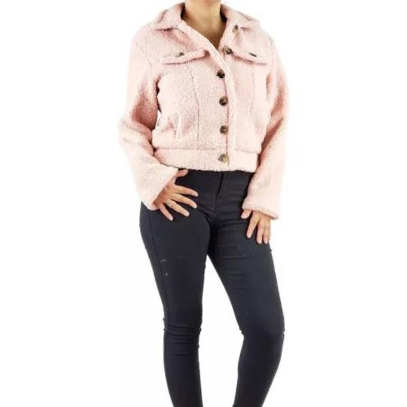 MPROPIA - Chaqueta Mujer Corderito Peludo Calidad Premium. Botones  25