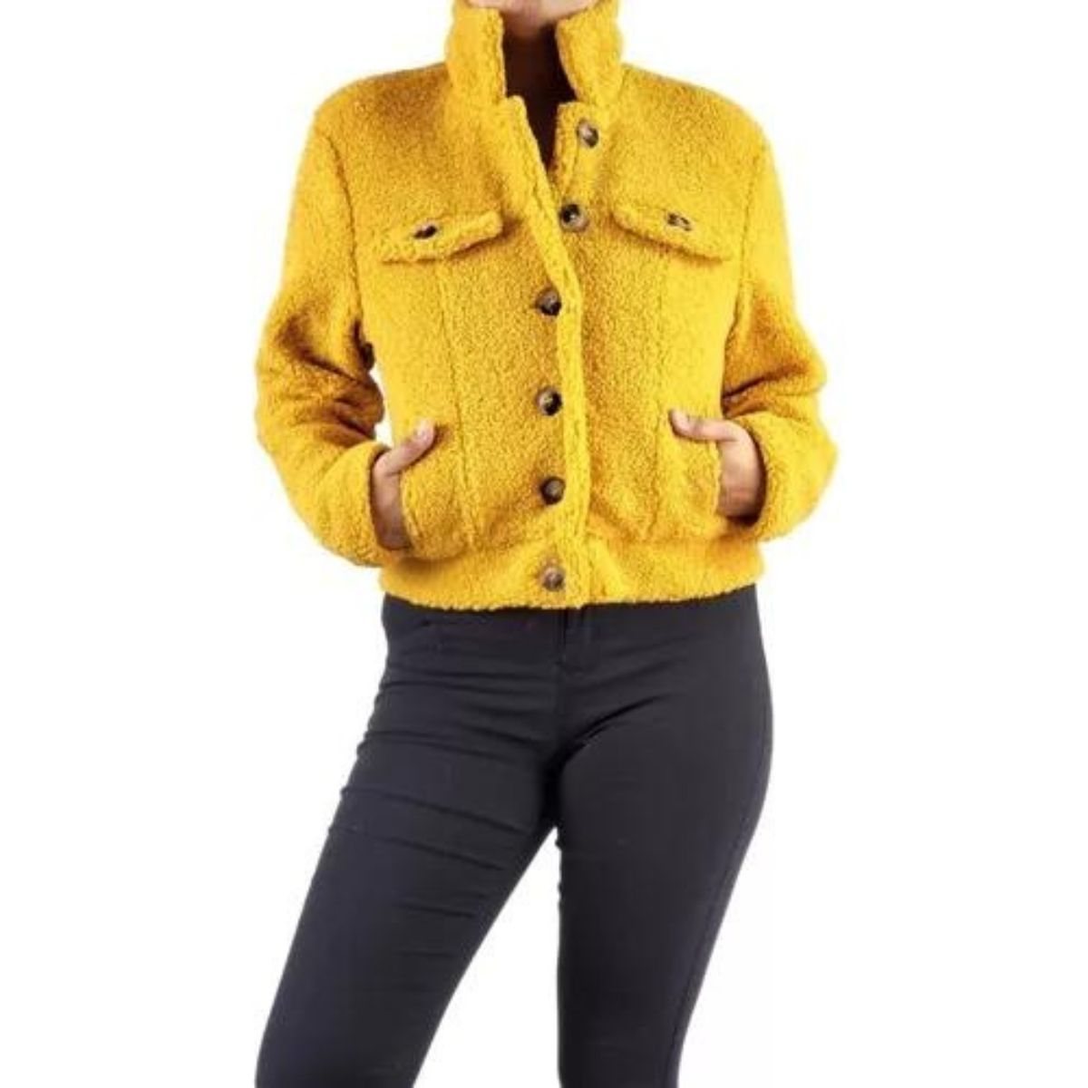 LOOK SHOP - Chaqueta Mujer Corderito Peludo Calidad Premium. Botones  25