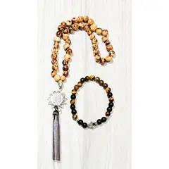 GENERICO - Japa Mala -código Sagrado 45 Cuentas + Pulsera Ojo De Tigre