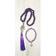 GENERICO - Japa Mala código Sagrado 45 Cuentas + Pulsera Amatista