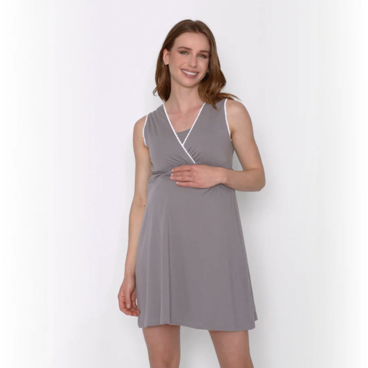 NALA - Camisa de Dormir Lactancia Peto Gris Nala Maternity