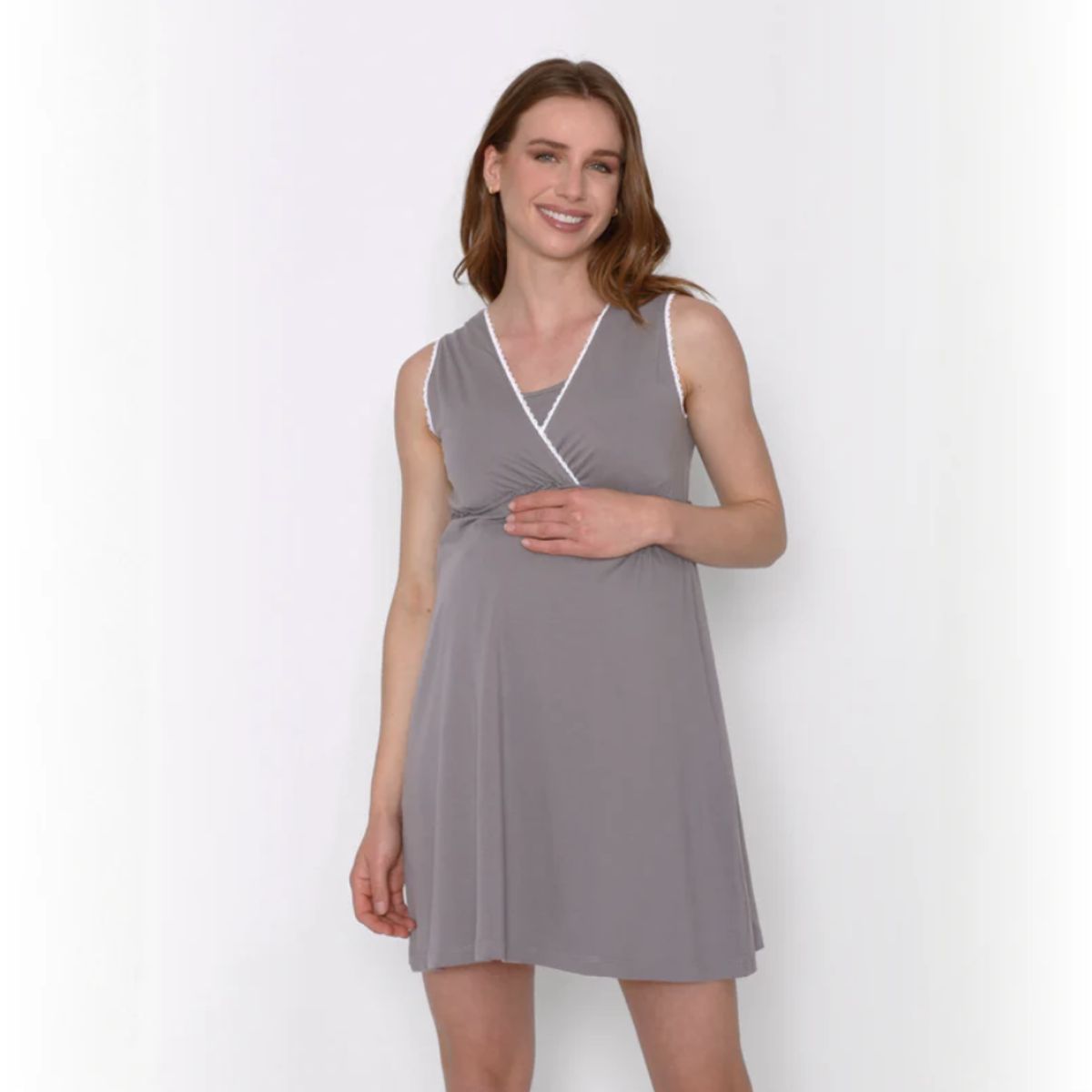 NALA - Camisa de Dormir Lactancia Peto Gris Nala Maternity