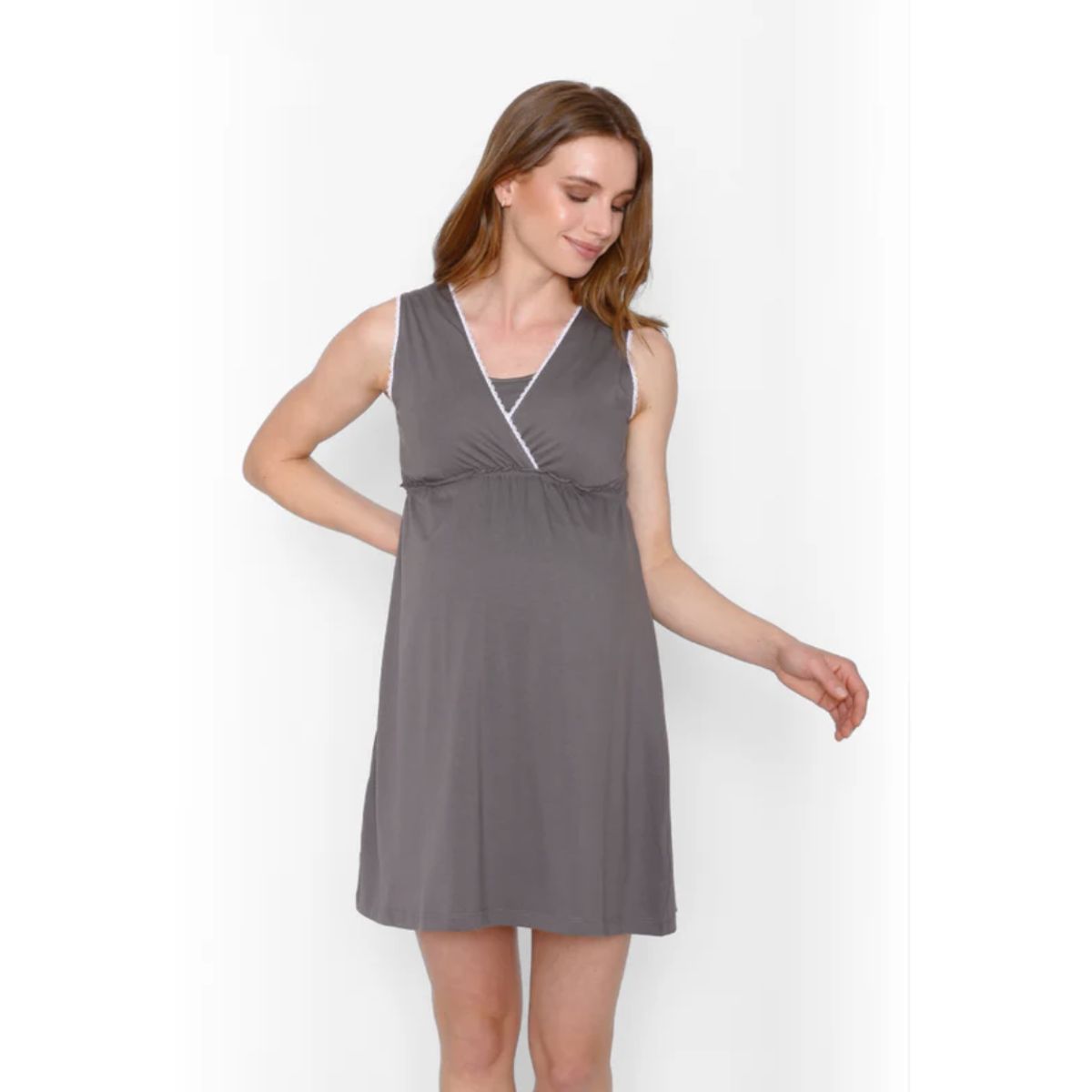 NALA - Camisa de Dormir Lactancia Peto Gris Nala Maternity
