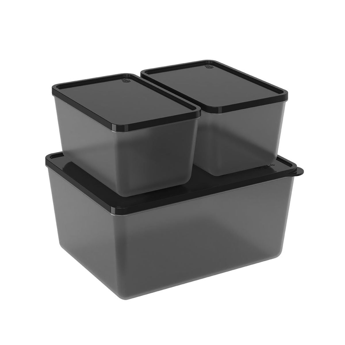 COZA - JUEGO 3PZS CONTENEDORS 600ML-600ML-220L DE PLASTICO BASIC NEGRO 99284-0087