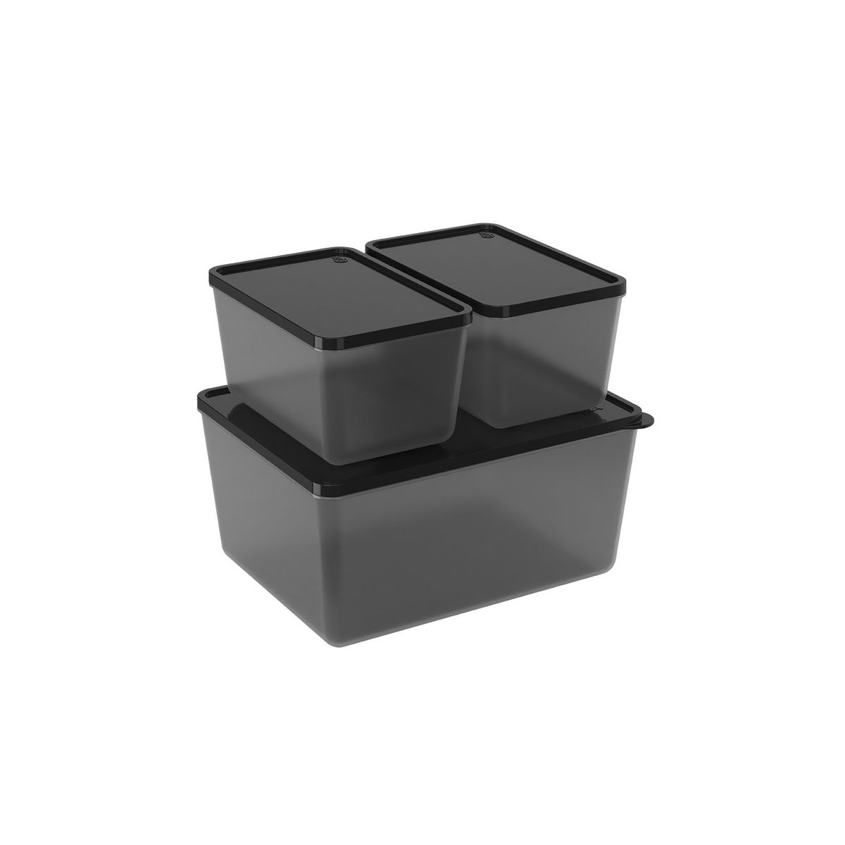 COZA - JUEGO 3PZS CONTENEDORS 600ML-600ML-220L DE PLASTICO BASIC NEGRO 99284-0087